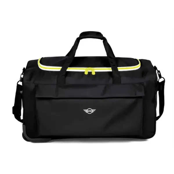 Contrast Zipper Wheeled Travel Bag, Black